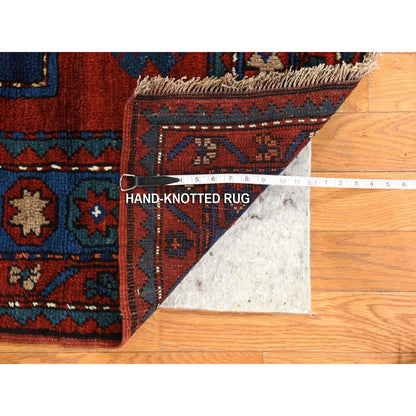 4'4"X8'2" Red Antique Caucasian Rug Armenian Kazak Pure Wool Hand Knotted