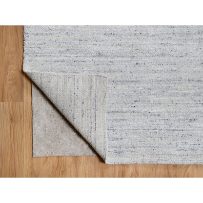 12'X12' Misty Gray Modern Striae Design Soft Wool Hand Loomed Square Rug