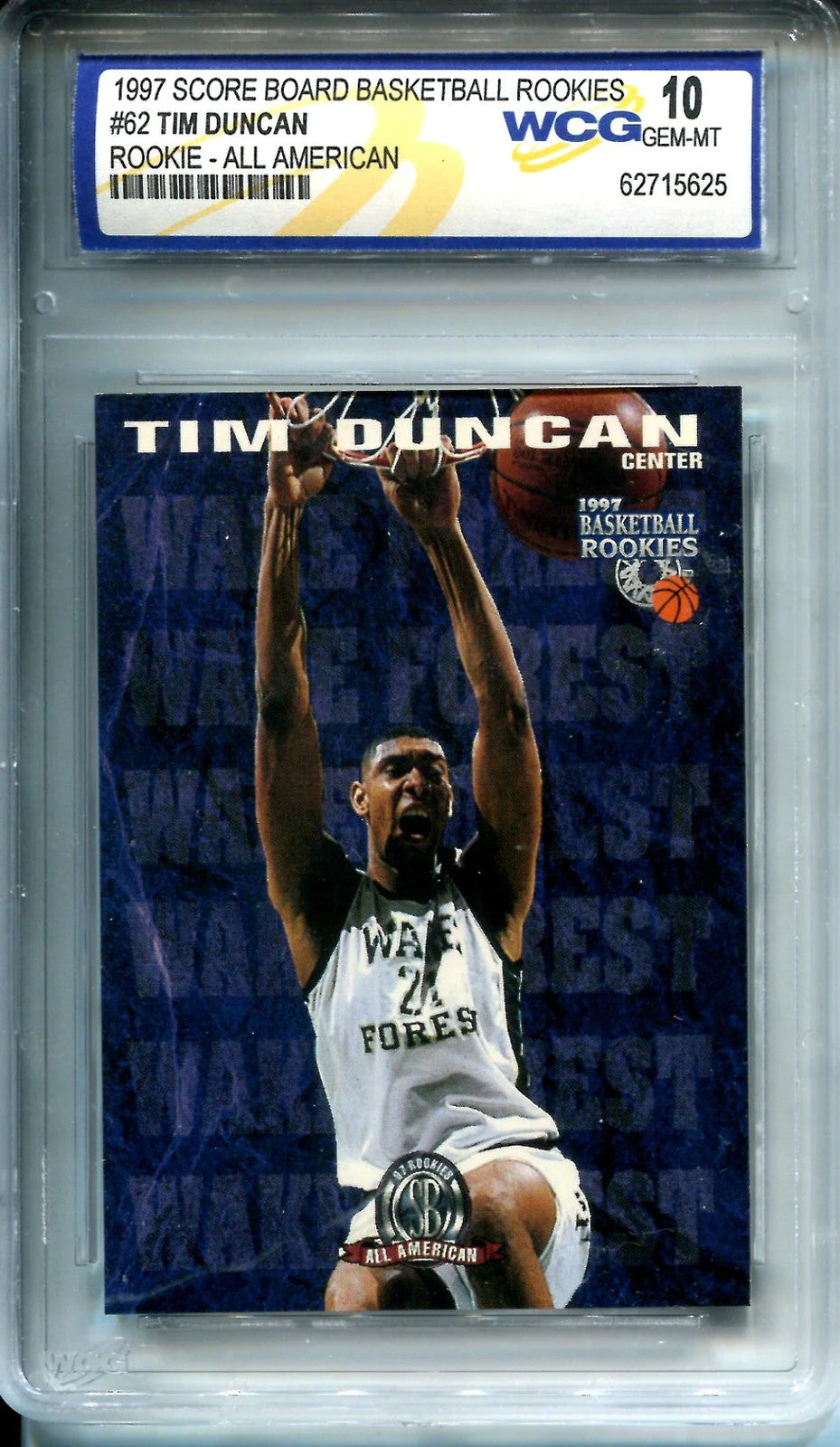 Tim Duncan 1997 Scoreboard Basketball Rookies (Wcg)