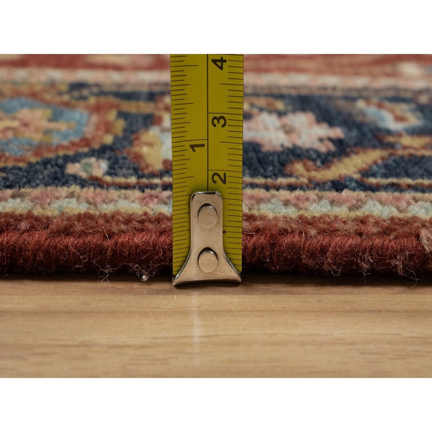 2'10"X6' Chili Red Hand Spun Wool Heris Revival Hand Knotted Runner Rug