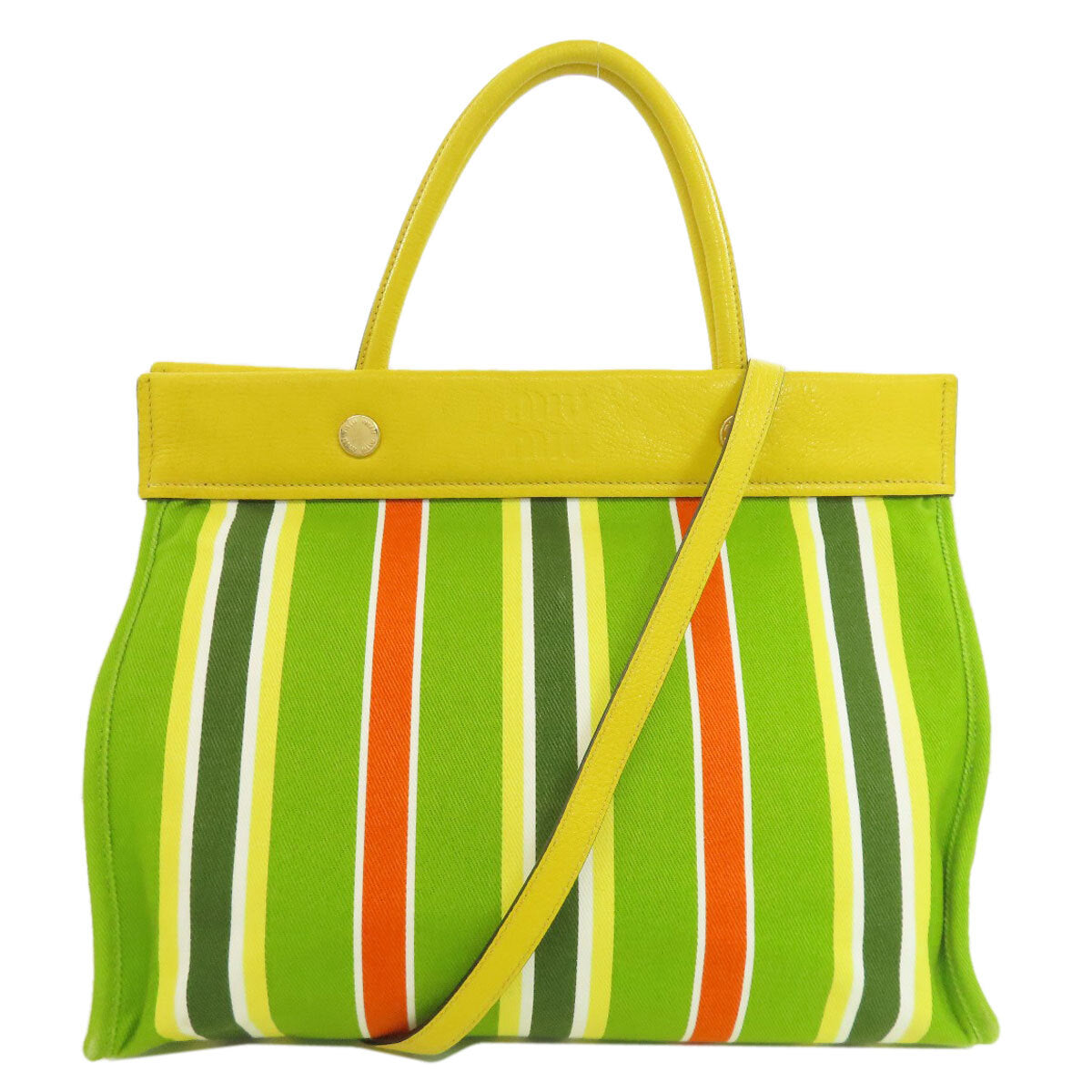 Miumiu   Tote Bag Stripe 2Way Canvas