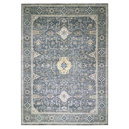10'X14' Anchor Gray Agra With Oushak Design Pure Wool Hand Knotted Rug