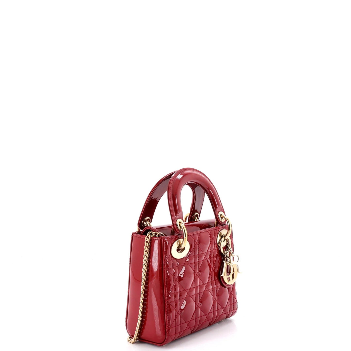 Christian Dior Lady Dior Chain Bag Cannage Quilt Patent Mini