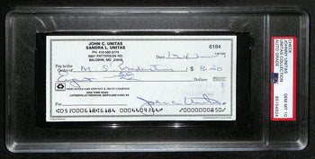 Johnny Unitas Hof Signed/Auto 2000 Bank Check Colts Psa/Dna Gem Mt 10 192625