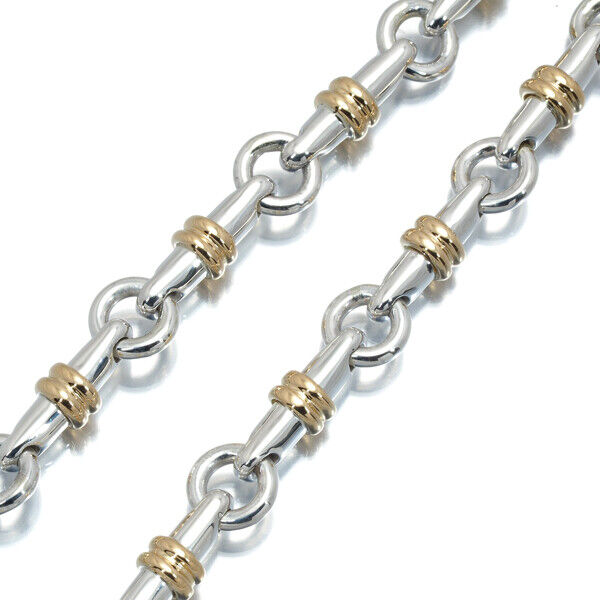 Tiffany&Co. Rare Necklace Donuts Link Bicolor 18K Yg/925 Sterling Silver