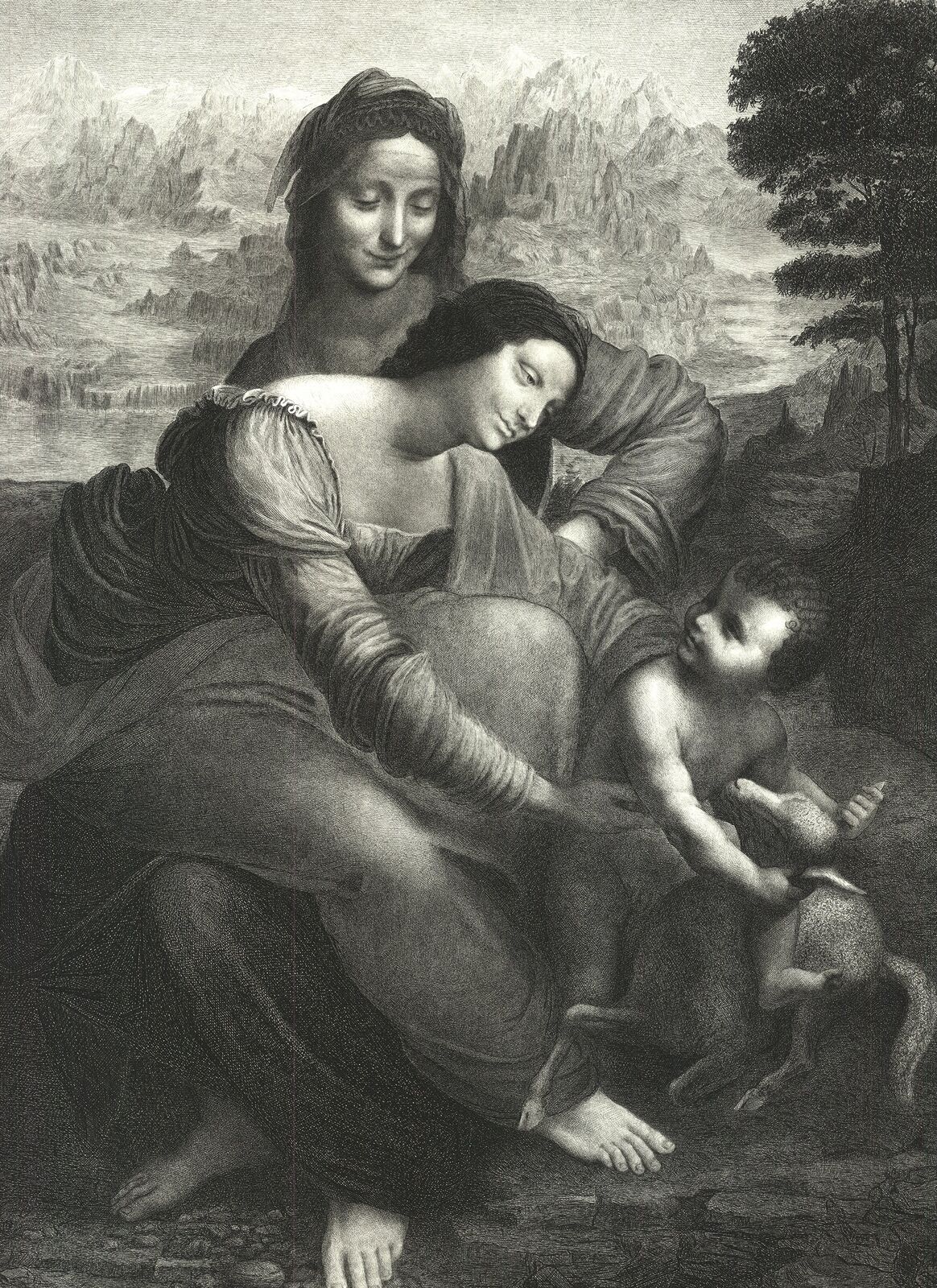 Leonardo Da Vinci La Vierge, L'Enfant Jesus Et St. Anne " Etching