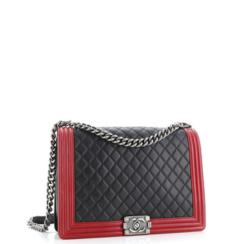 Chanel Bicolor Boy Flap Bag Quilted Lambskin Large
