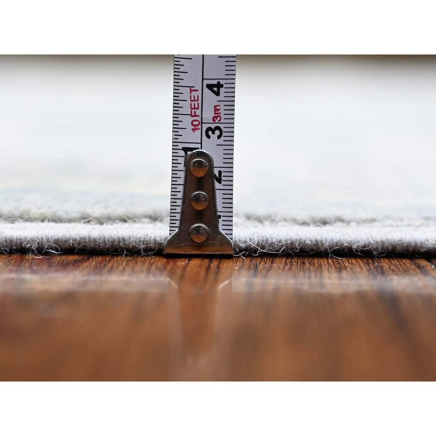 3'10"X6' Silver Gray Stone Washed Peshawar Soft Wool Hand Knotted Rug