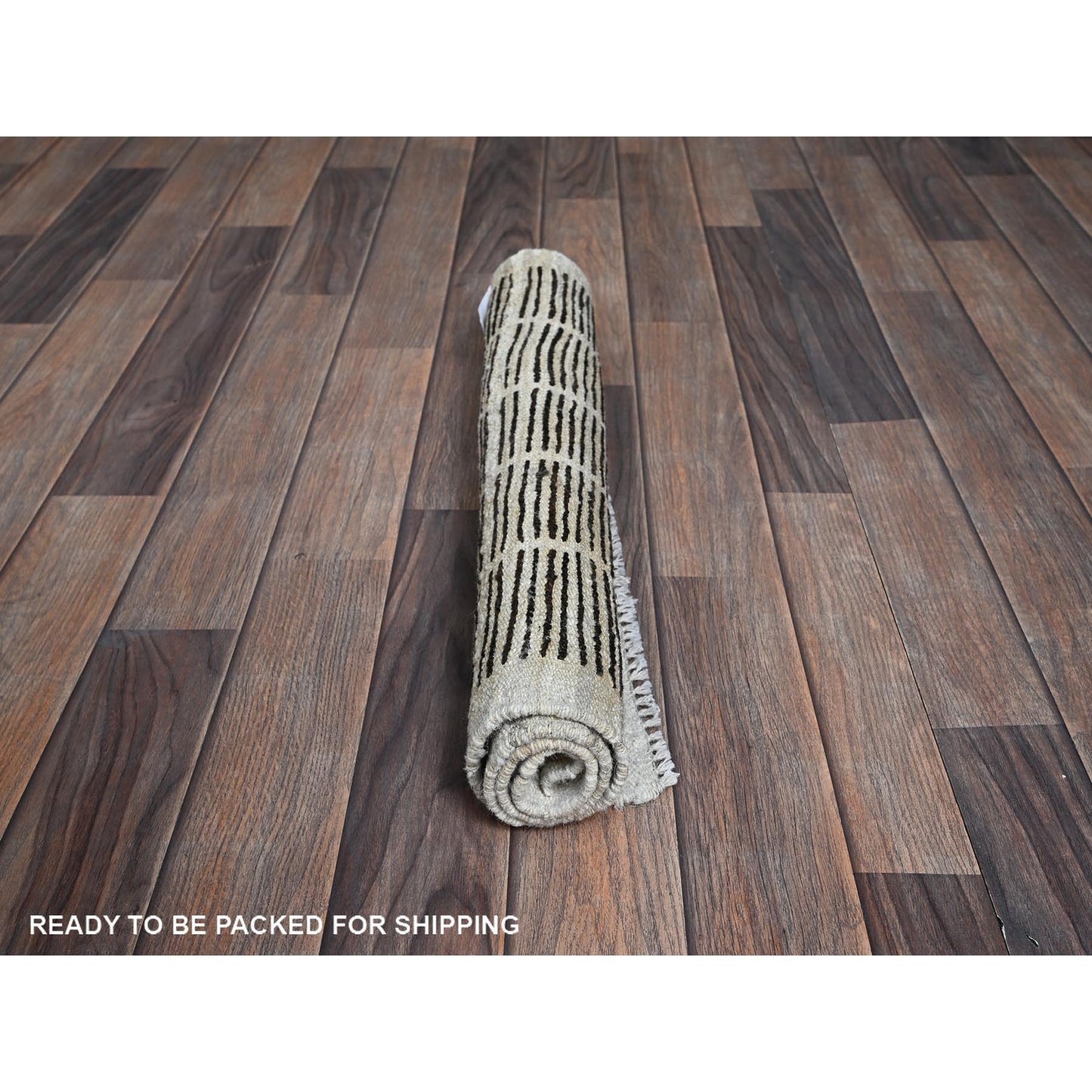 2'1"X2'8" Brown Moroccan Weave With Grid Design Wool Hand Knotted Mat Rug