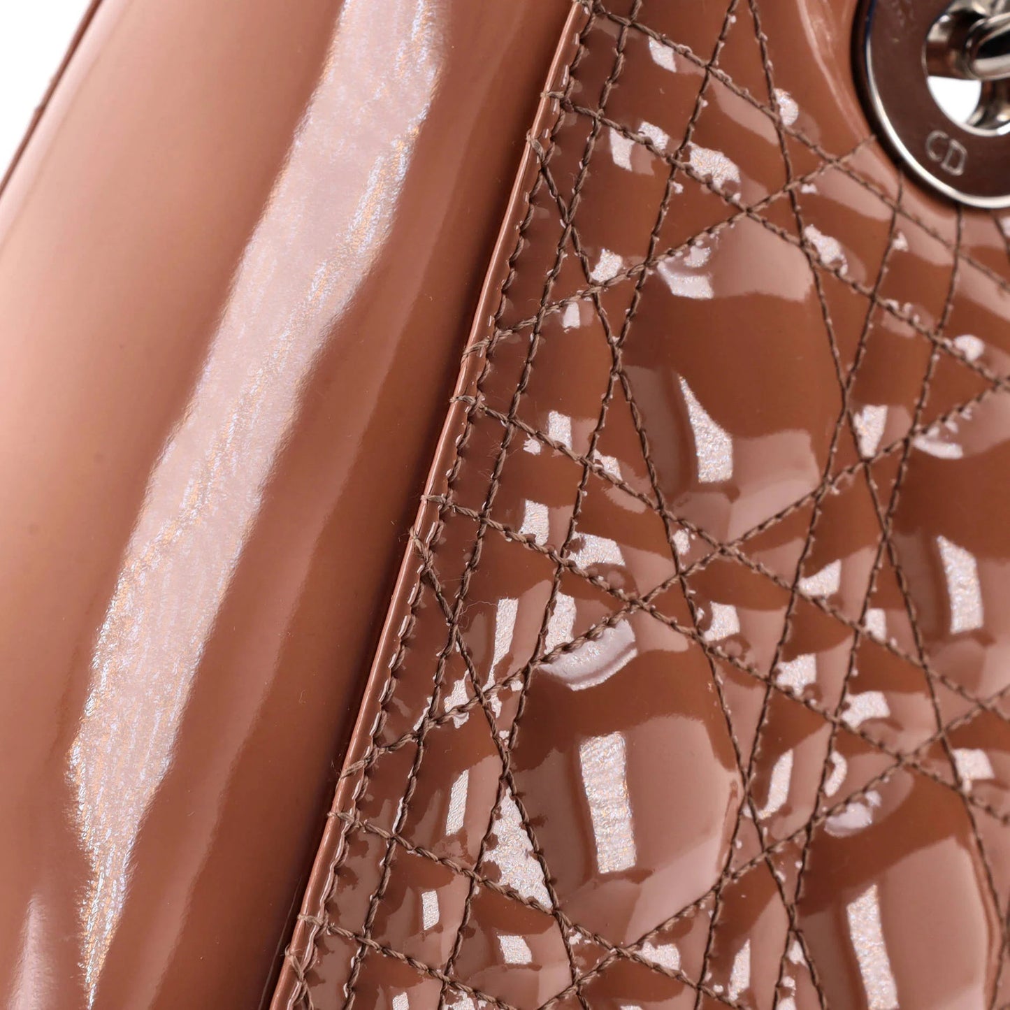 Medium Christian Dior Lady Dior Bag Cannage Quilt Patent