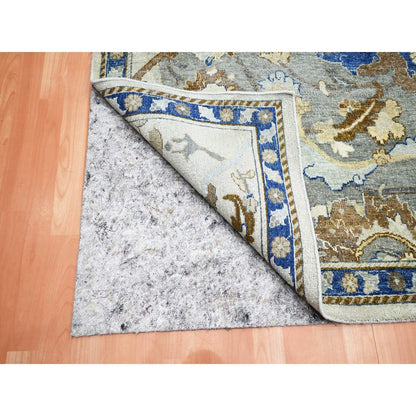 9'2"X12'1" Ivory Zoroastrian Ispahan Inspired Hand Knotted 100% Wool Rug