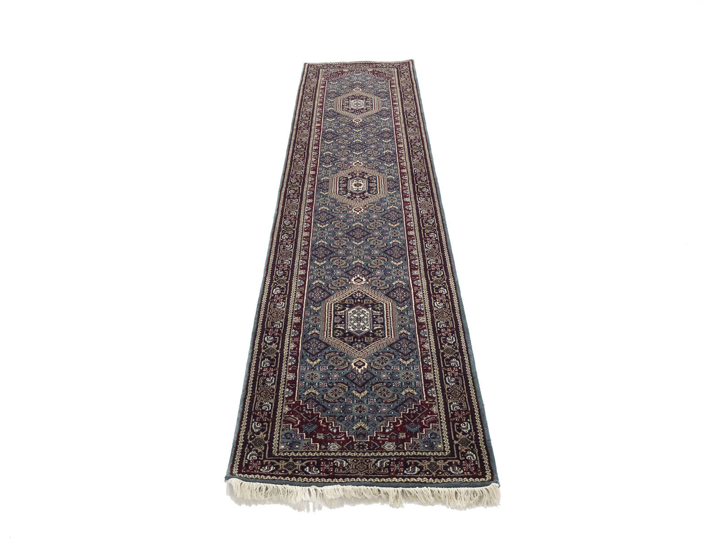 Hand-Knotted Indo-Bidjar Oriental Runner Rug Wool