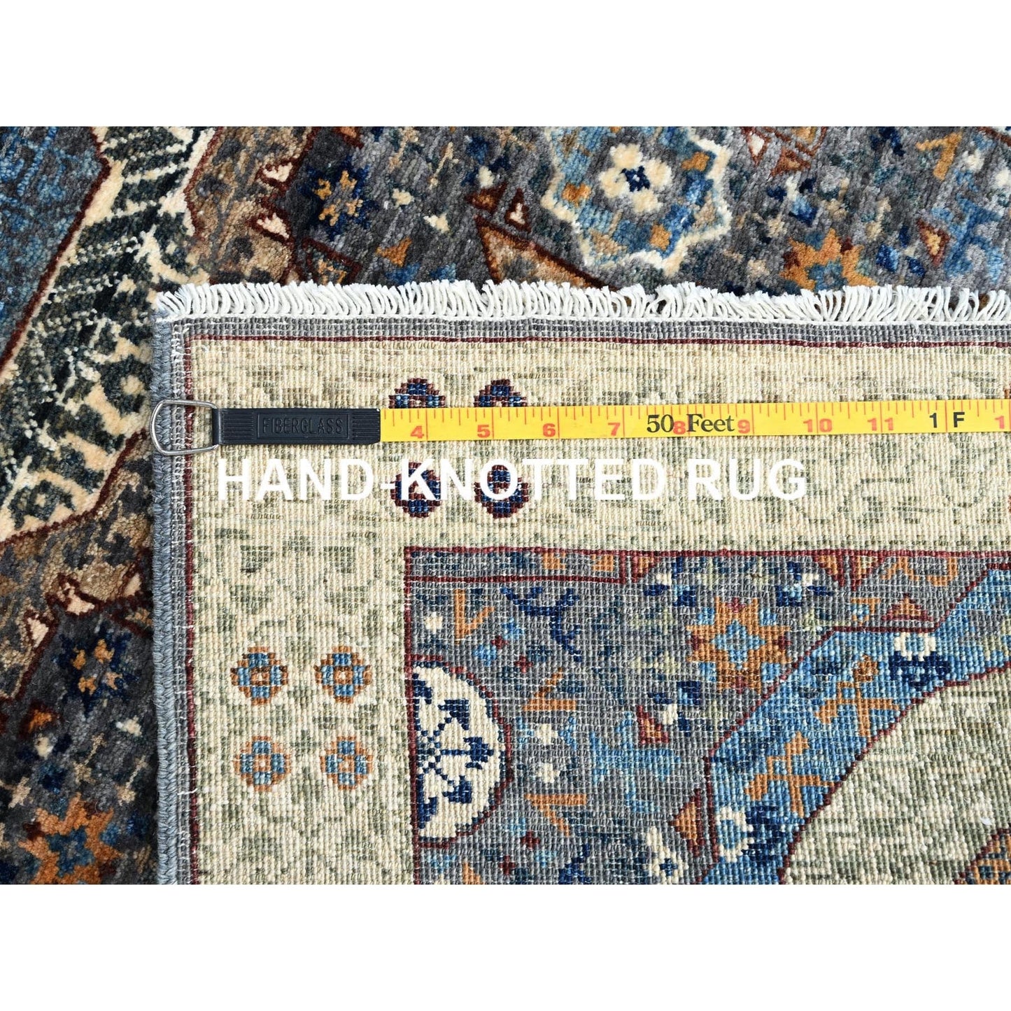 2'5"x9'10" Gray Soft Wool Mamluk Dynasty Hand Knotted Runner 200 KPSI Rug