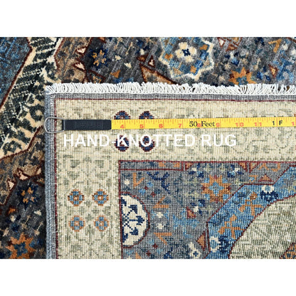 2'5"x9'10" Gray Soft Wool Mamluk Dynasty Hand Knotted Runner 200 KPSI Rug