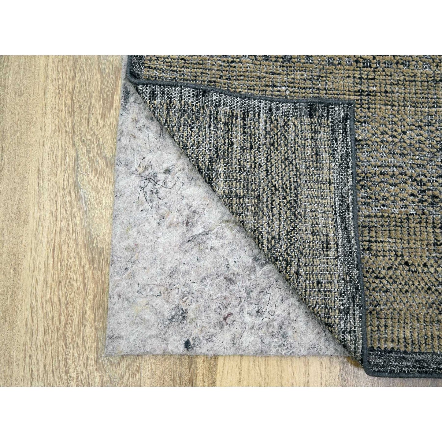 2'6"X8' Black & Brown Oxidized Grass Design Wool Hand Knotted Runner Rug