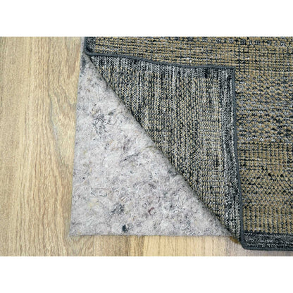 2'6"X8' Black & Brown Oxidized Grass Design Wool Hand Knotted Runner Rug