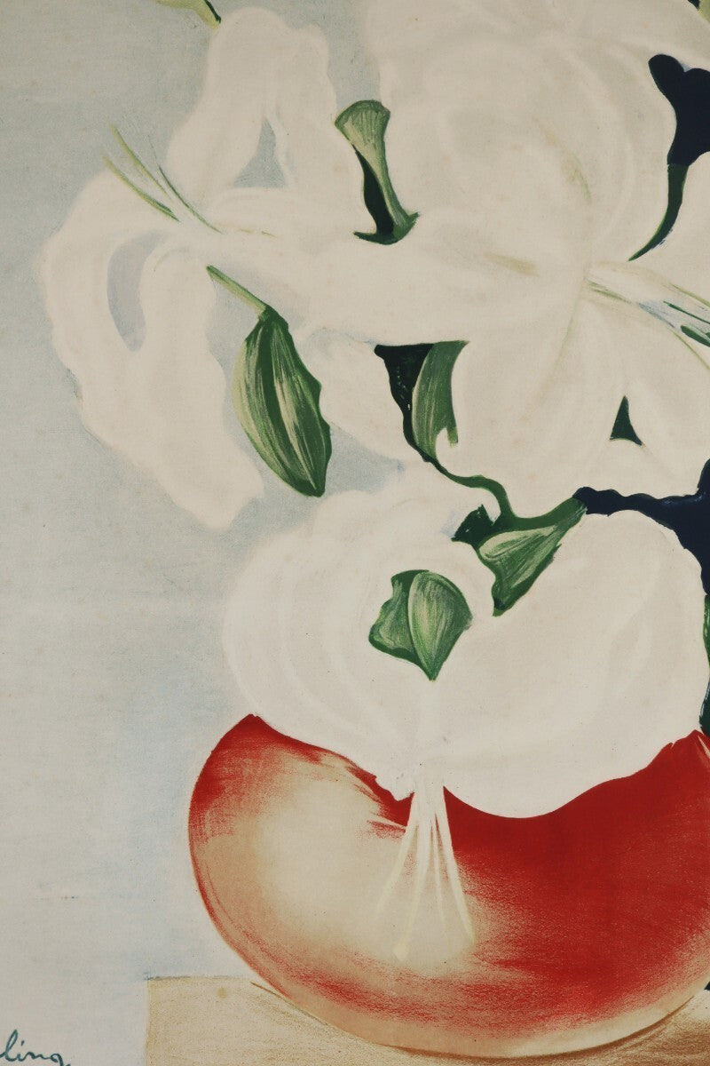 Mois Kisling White Lilies 1952 Limited Lithograph Signed By Jean Kisling Ed
