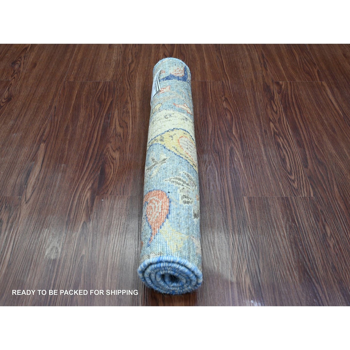 Rug 2'x3' Blue Afghan Peshawar Birds Design Soft Wool Hand Knotted Mat