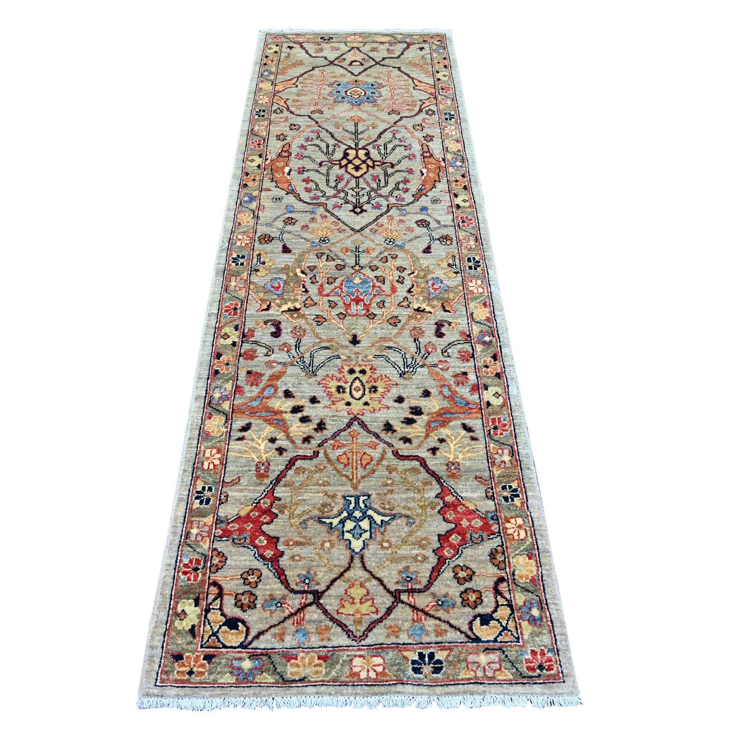 Stone Gray Peshawar 2 6 Bijar Garus Hand Knotted Wool Runner