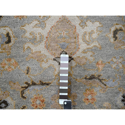 7'10"X8' Hand Knotted Oushak Inspired Pure Wool Round Oriental Rug