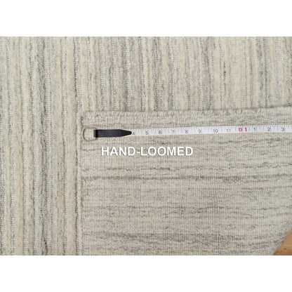 2'6"X10' Beige Plain Modern Design Undyed All Wool Hand Loomed Runner Rug