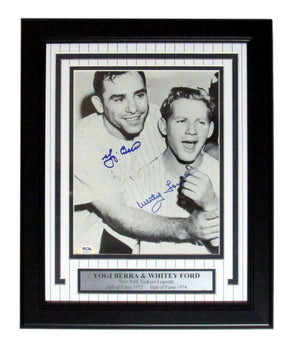Yogi Berra/Whitey Ford Hof Yankees Dual-Signed 8X10 Photo Framed Psa/Dna 167404