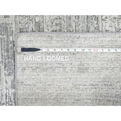 4'2"X6' Mist Gray Wool And Plant Based Silk Hand Loomed Modern Design Rug