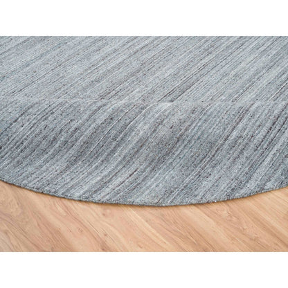 11'10"X11'10" Gray Hand Loomed Modern Design Wool Round Oriental Rug