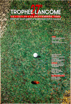 Trophe Lancme 1996 Golf Poster Henri Cueco Original Serigraph Golf Tournament