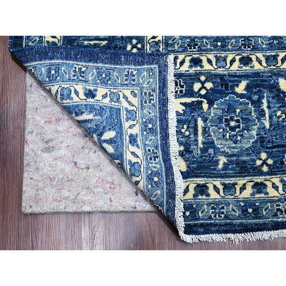 10'X13'10" Denim Blue Seeripe Heris Revival Ghazni Wool Hand Knotted Rug