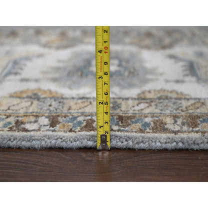 8'X8' Gray And Ivory Karjihooz Design Wool Square Oriental Rug