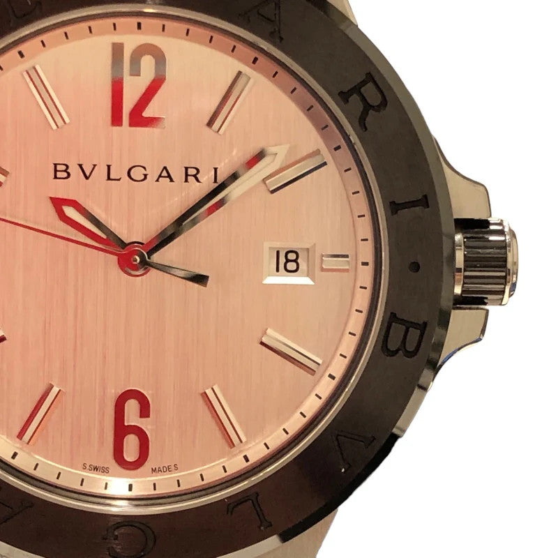 Bvlgari Diagono Dg42Sc Silver Ss/Rubber Strap