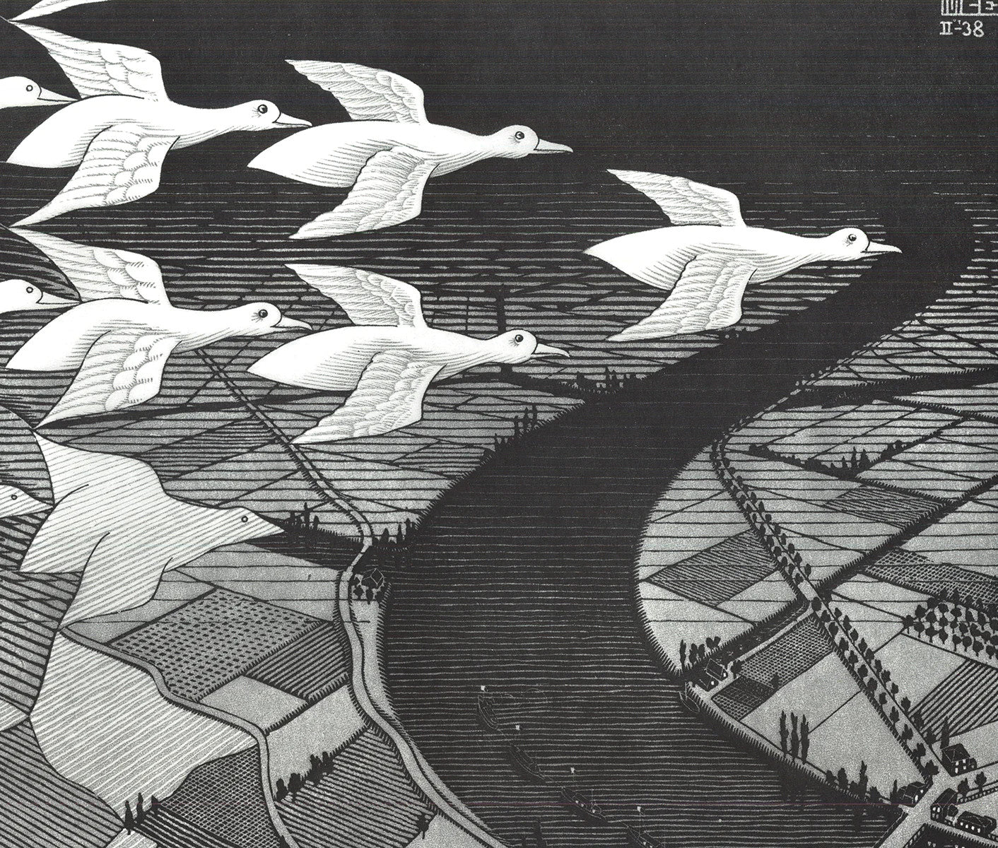 M.C. Escher Day And Night " Poster Modernism