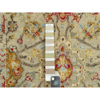 2'9"X15'10" Beige Wool And Silk Sunset Hand Knotted Runner Oriental Rug