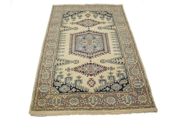 Handmade Indo-Viss Oriental Rug Cream Tribal