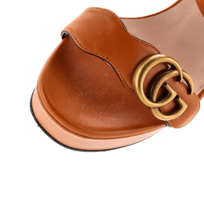 Gucci Women'S Gg Marmont Platform Heeled Sandals Leather
