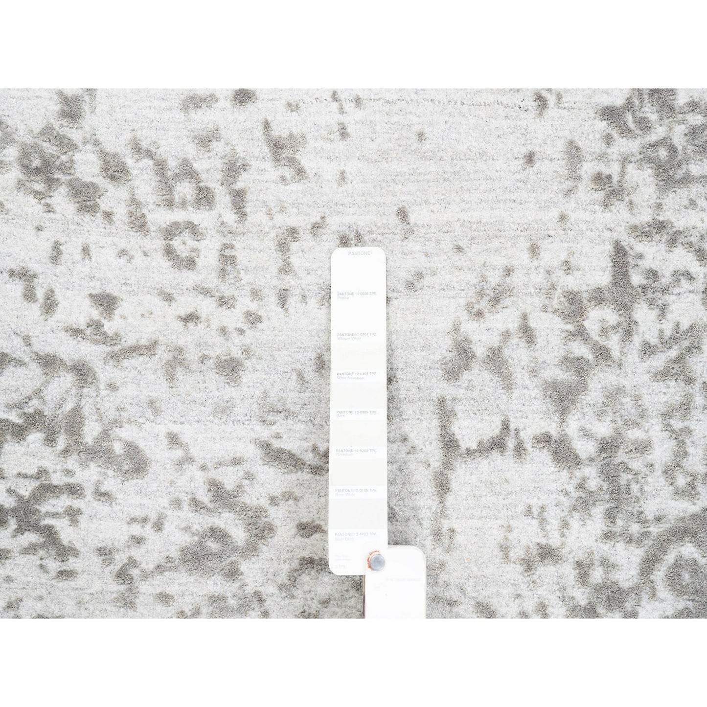 10'x10' Round Grey Broken Farsian Design Wool-Silk Hand Knotted Rug