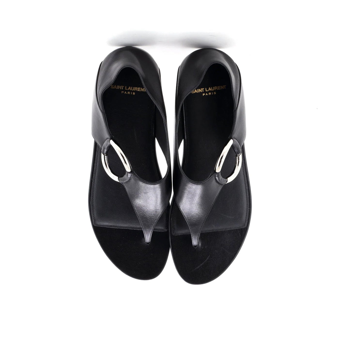 Saint Laurent Women'S Ring Flat Sandals Leather