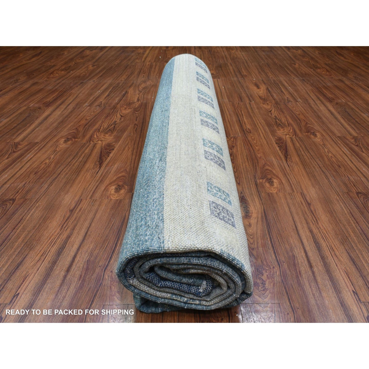 9'X11'9" Light Blue Afghan Kashkuli Gabbeh Pure Wool Hand Knotted Rug