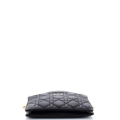 Christian Dior Caro Zipped Pouch With Chain Cannage Quilt Leather