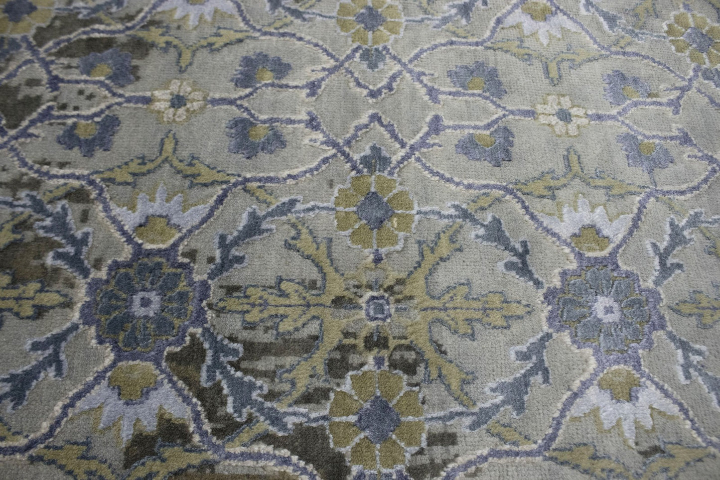 Modern handmade oriental rug distressed floral carpet 8x10 ft