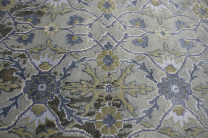 Modern handmade oriental rug distressed floral carpet 8x10 ft