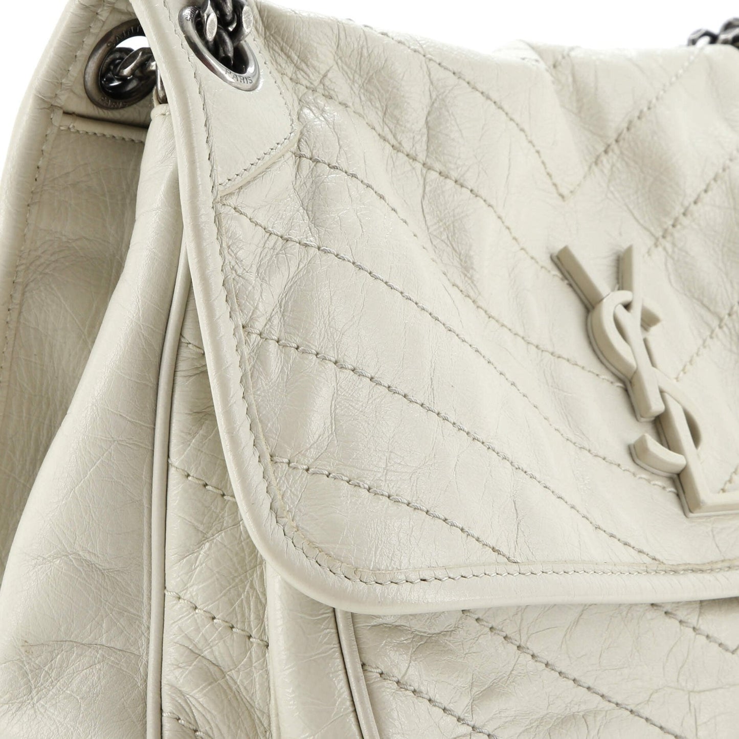 Saint Laurent Niki Chain Flap Bag Matelasse Chevron Leather Medium