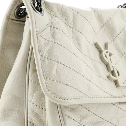 Saint Laurent Niki Chain Flap Bag Matelasse Chevron Leather Medium