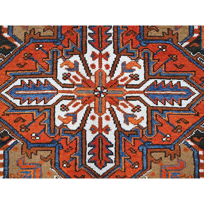 6'10"X9'7" Orange Vintage Zoroastrian Heris All Wool Hand Knotted Clean Rug