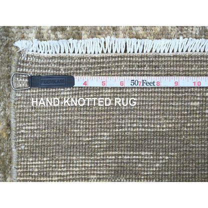 4'x6'2" Brown Modern Abstract Design Hand Knotted Wool Oriental Rug