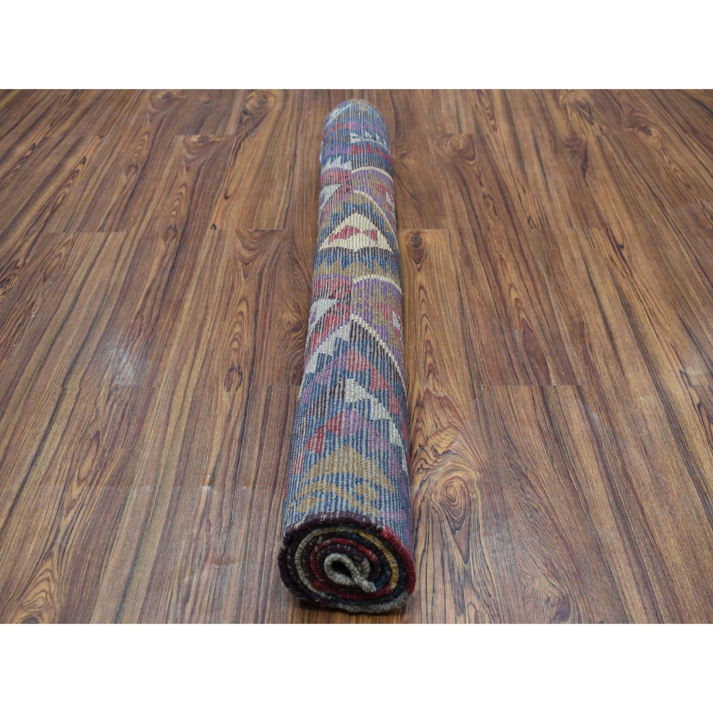 3'8"X5'7" Tribal Design Hand Made Pure Wool Colorful Afghan Village Rug