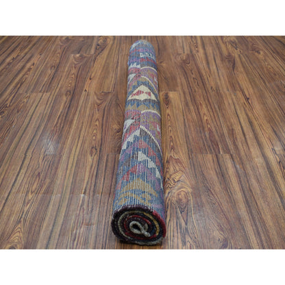 3'8"X5'7" Tribal Design Hand Made Pure Wool Colorful Afghan Village Rug