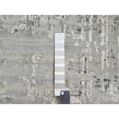 8'1"X8'1" Gray Undyed Natural Wool Modern Hand Knotted Square Rug