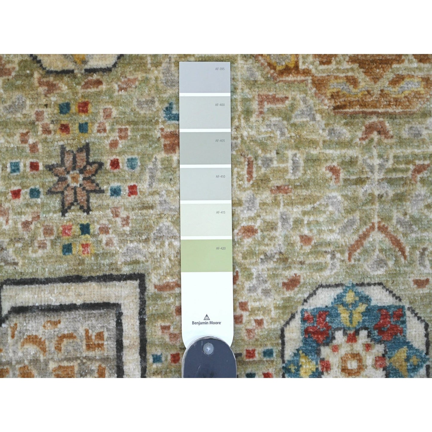 10'X13'4" Green 14Th Century Mamluk Dynasty Pattern Hand Knotted Wool Rug
